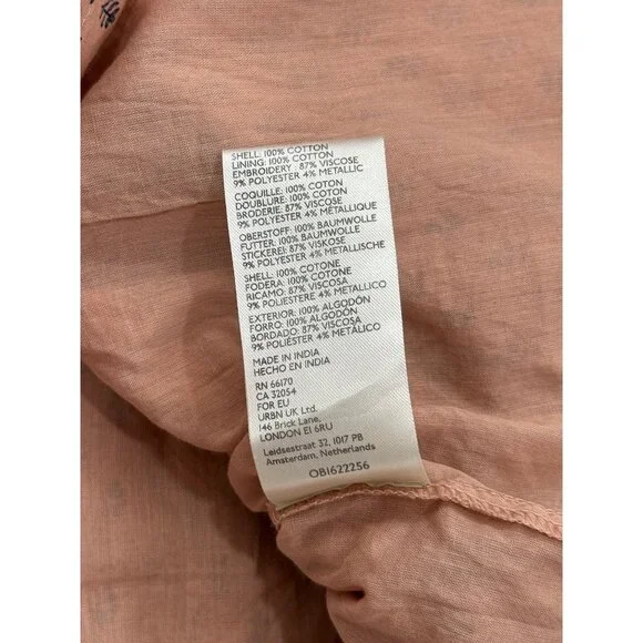 Anthropologie Embroidered Tunic Mini Dress Boho Peasant Ballon-Sleeve Size M - Picture 9 of 9